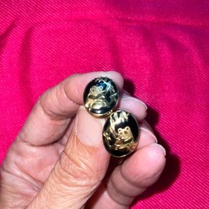 Gold and black onyx earrings